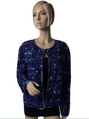 Papell Boutique Evening Silk Beaded Sequin Jacket XL